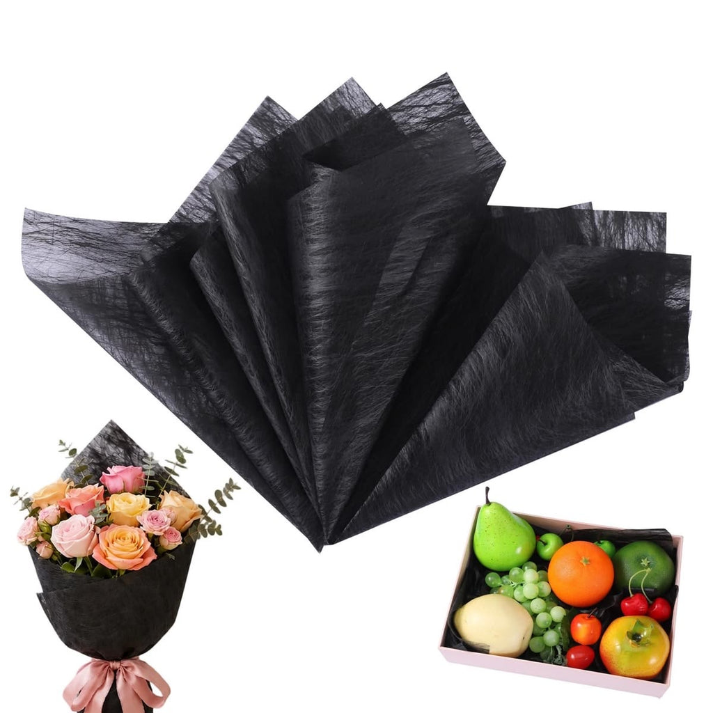Tissue Non-Woven Bouquet Sheet-Black | Pack of 10
