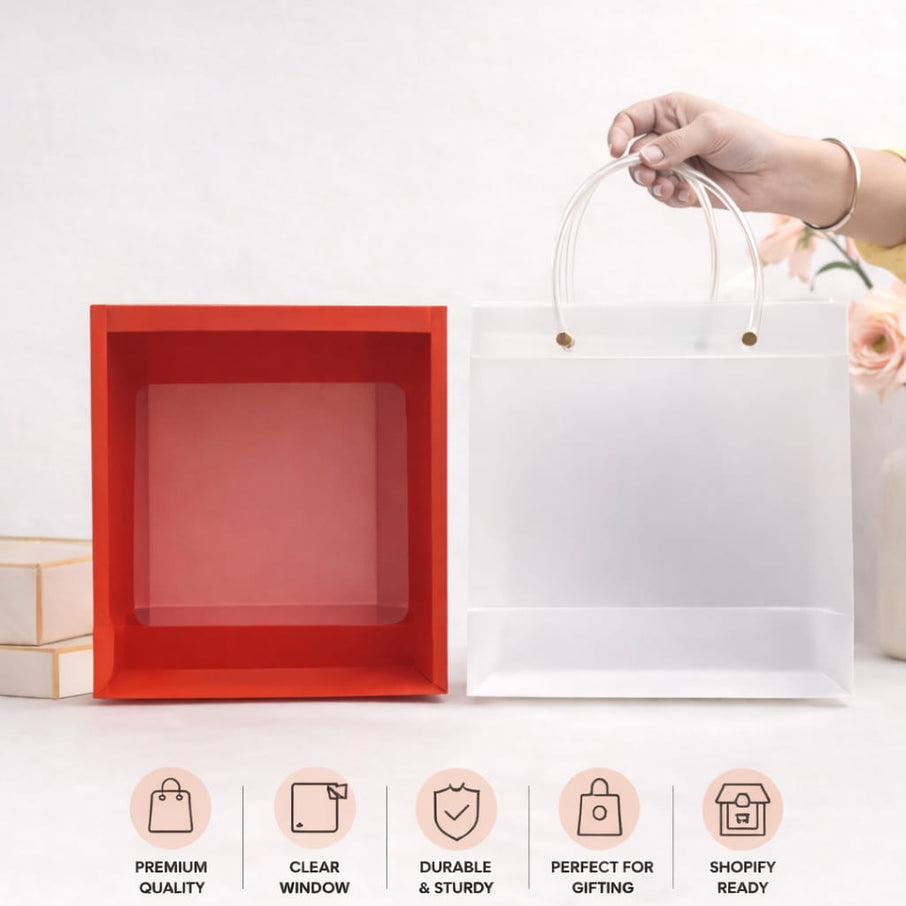 Transparent Red Gift Bag with Handle